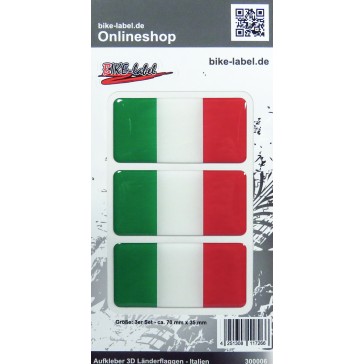Aufkleber 3D Länder-Flaggen - Italien Italy 3 Stck. je 70 x 35 mm