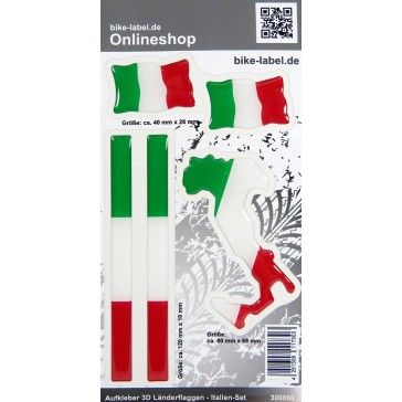 Aufkleber 3D Länder-Flaggen - Italien Italy 5er Set mit 3 Formen
