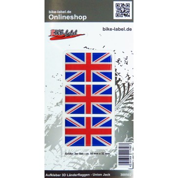 Aufkleber 3D Länder-Flaggen Union Jack - England 50 x 32 mm