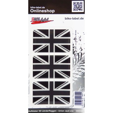 Aufkleber 3D Länder-Flaggen Union Jack - England s/w 62 x 40 mm