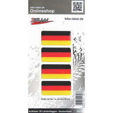 Aufkleber 3D Länder-Flaggen - Deutschland 4 Stck. je 50 x 25 mm