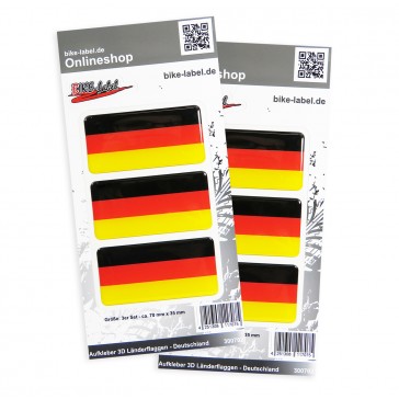 Aufkleber 3D Länder-Flaggen - Deutschland 70 x 35 mm (2er Set)