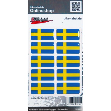 Aufkleber 3D Länder-Flaggen - Schweden Sweden 40 x 20 mm
