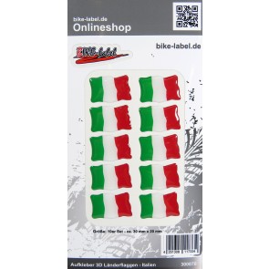 Aufkleber 3D Länder-Flaggen - Italien Italy 10 Stck. je 30 x 20 mm