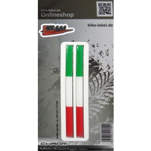 Aufkleber 3D Länder-Flaggen - Italien Italy mit Chromrand 2 Stck. je 120 x 10 mm