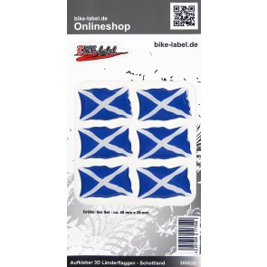 Aufkleber 3D Länder-Flaggen - Schottland Scotland 6 Stck. je 40 x 26 mm