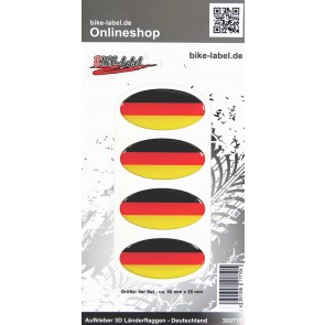 Aufkleber 3D Länder-Flaggen - Deutschland 4 Stck. je 50 x 25 mm
