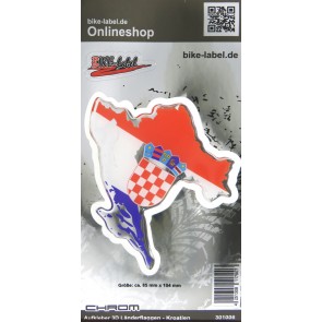 Aufkleber 3D Länder-Flaggen - Kroatien mit Chromrand 85 x 104 mm